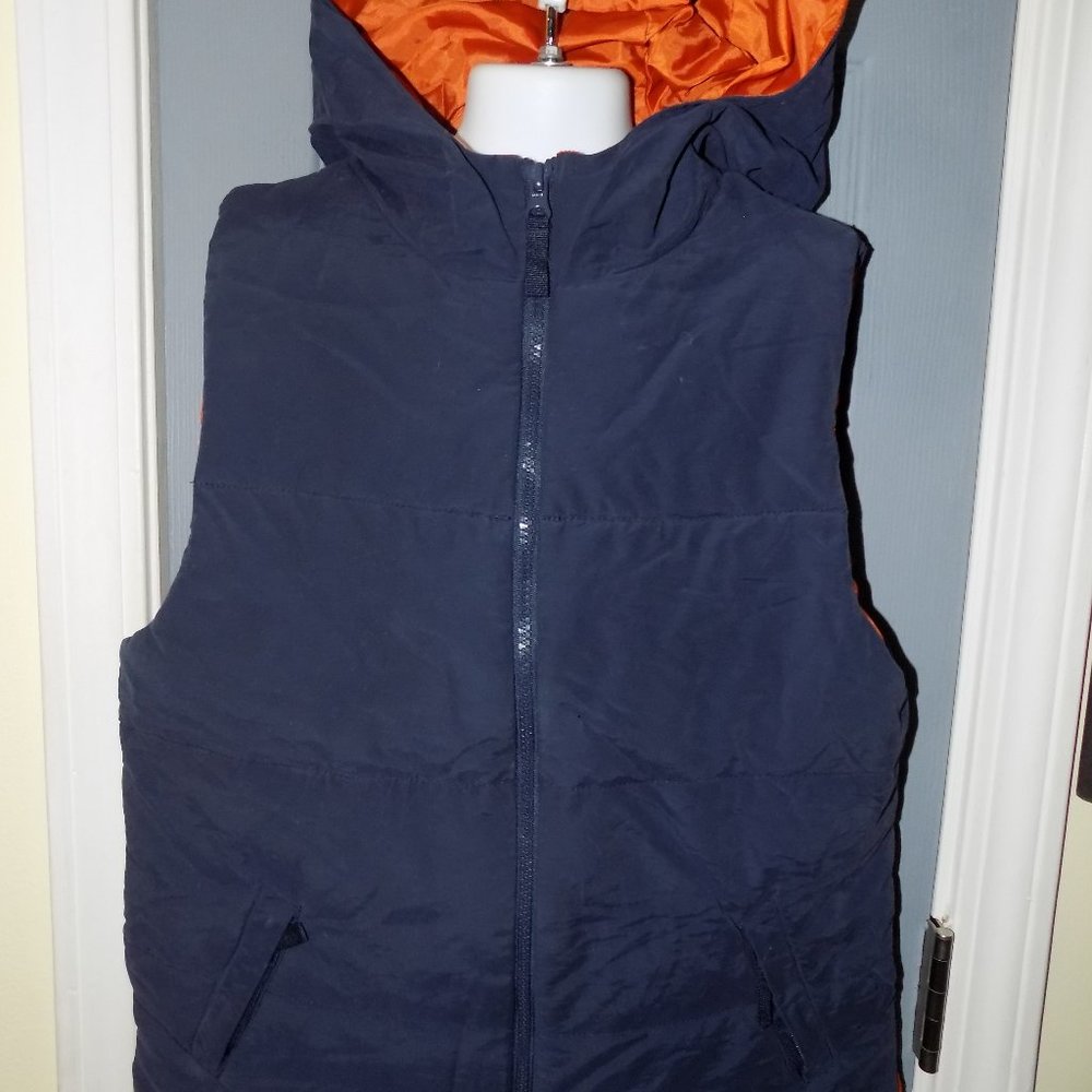 Kitestrings Navy Blue Hoodie Zipper Jacket Sleeveless Vest Size 12/14 Boy's EUC